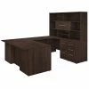 Bush Business Furniture Office 500 72W U Shaped Executive Desk W/ Drawers and Hutch, Black Walnut