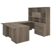 Bush Business Furniture Office 500 72W U Shaped Executive Desk W/ Drawers and Hutch, Modern Hickory