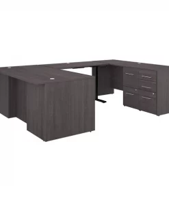 Bush Business Furniture Office 500 72W Height Adjstbl U Shaped Executive Desk W/ Drawers, Storm Gray