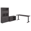 Bush Business Furniture Office 500 72W Height Adjstbl Standing Desk W/ Storage and Bookcase, Storm Gray