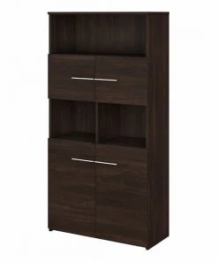 Bush Business Furniture Office 500 5 Shelf Bookcase W/ Doors in Black Walnut