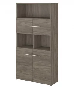 Bush Business Furniture Office 500 5 Shelf Bookcase W/ Doors in Modern Hickory