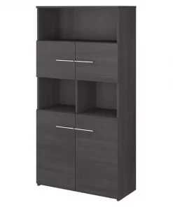 Bush Business Furniture Office 500 5 Shelf Bookcase W/ Doors in Storm Gray