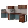 Bush Business Furniture Office in an Hour 2 Person Cubicle Workstations in Hansen Cherry