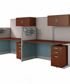 Bush Business Furniture Office in an Hour 2 Person Cubicle Workstations in Hansen Cherry