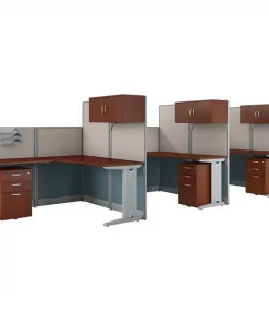 Bush Business Furniture Office, an Hour 3 Person L Shaped Cubicle Workstations, Hansen Cherry