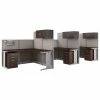 Bush Business Furniture Office, an Hour 3 Person L Shaped Cubicle Workstations, Mocha Cherry
