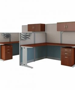 Bush Business Furniture Office, an Hour 2 Person L Shaped Cubicle Workstations, Hansen Cherry
