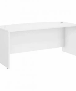 Bush Business Furniture Studio C 72W x 36D Bow Front Desk in White