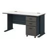 Bush Business Furniture Series A 60W Desk W/ Mobile File Cabinet in Slate and White Spectrum