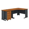 Bush Business Furniture Series A 48W Corner Desk W/ 36W Return and Mobile File Cabinet, Natural Cherry and Slate