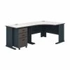 Bush Business Furniture Series A 48W Corner Desk W/ 36W Return and Mobile File Cabinet, Slate and White Spectrum