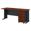 Bush Business Furniture Series A 72W Desk W/ Mobile File Cabinet in Hansen Cherry and Galaxy