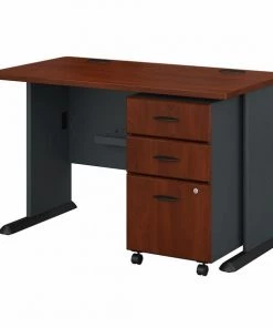 Bush Business Furniture Series A 48W Desk W/ Mobile File Cabinet in Hansen Cherry and Galaxy
