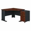 Bush Business Furniture Series A 48W Corner Desk W/ Mobile File Cabinet, Hansen Cherry and Galaxy