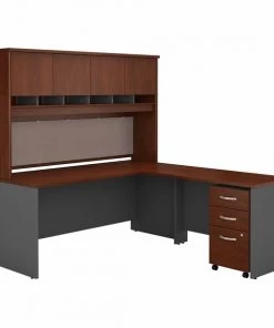 Bush Business Furniture Series C 72W L Shaped Desk W/ Hutch and Mobile File Cabinet, Hansen Cherry