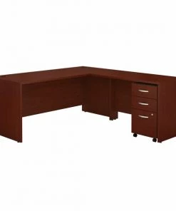 Bush Business Furniture Series C 72W L Shaped Desk W/ 48W Return and Mobile File Cabinet, Mahogany