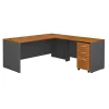 Bush Business Furniture Series C 72W L Shaped Desk W/ 48W Return and Mobile File Cabinet, Natural Cherry