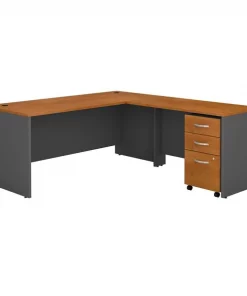 Bush Business Furniture Series C 72W L Shaped Desk W/ 48W Return and Mobile File Cabinet, Natural Cherry