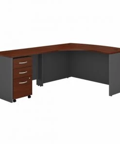 Bush Business Furniture Series C Left Handed L Shaped Desk W/ Mobile File Cabinet, Hansen Cherry