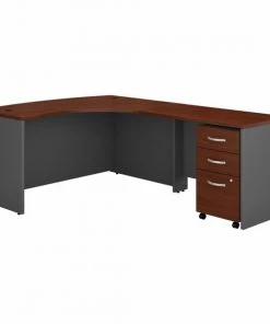 Bush Business Furniture Series C Right Handed L Shaped Desk W/ Mobile File Cabinet, Hansen Cherry