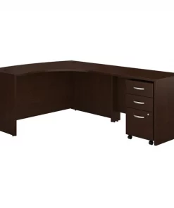 Bush Business Furniture Series C Right Handed L Shaped Desk W/ Mobile File Cabinet, Mocha Cherry