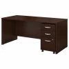Bush Business Furniture Series C 66W x 30D Office Desk W/ Mobile File Cabinet in Mocha Cherry