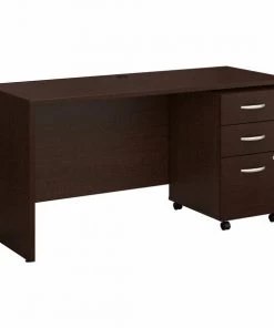 Bush Business Furniture Series C 60W x 24D Office Desk W/ Mobile File Cabinet in Mocha Cherry
