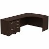 Bush Business Furniture Series C 60W Bowfront LH L-Desk, 2-Drawer Mobile Pedestal and 3-Drawer Mobile Pedestal