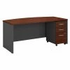 Bush Business Furniture Series C 72W x 36D Bow Front Desk W/ Mobile File Cabinet, Hansen Cherry