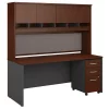 Bush Business Furniture Series C 72W x 30D Office Desk W/ Hutch and Mobile File Cabinet, Hansen Cherry