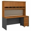 Bush Business Furniture Series C 72W x 30D Office Desk W/ Hutch and Mobile File Cabinet, Natural Cherry