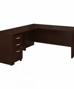 Bush Business Furniture Series C 66W L Shaped Desk W/ 48W Return and Mobile File Cabinet, Mocha Cherry