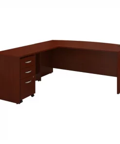 Bush Business Furniture Series C 72W Bow Front L Shaped Desk W/ 48W Return and Mobile File Cabinet, Mahogany