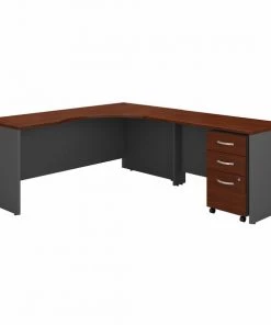 Bush Business Furniture Series C 72W Right Handed Corner Desk W/ 48W Return and Mobile File Cabinet, Hansen Cherry