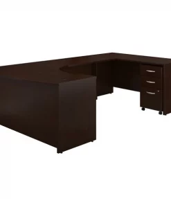 Bush Business Furniture Series C 60W Right Handed Bow Front U Shaped Desk W/ Mobile File Cabinet, Mocha Cherry