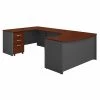 Bush Business Furniture Series C 60W Left Handed Bow Front U Shaped Desk W/ Mobile File Cabinet, Hansen Cherry