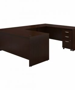 Bush Business Furniture Series C 72W x 30D U Shaped Desk W/ Mobile File Cabinet, Mocha Cherry