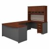 Bush Business Furniture Series C 60W Right Handed Bow Front U Shaped Desk W/ Hutch and Storage, Hansen Cherry