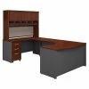 Bush Business Furniture Series C 60W Left Handed Bow Front U Shaped Desk W/ Hutch and Storage, Hansen Cherry