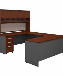 Bush Business Furniture Series C 72W U Shaped Desk W/ Hutch and Storage in Hansen Cherry