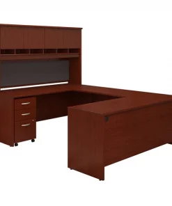 Bush Business Furniture Series C 72W U Shaped Desk W/ Hutch and Storage in Mahogany