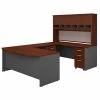 Bush Business Furniture 72W Bow Front U Shaped Desk W/ Hutch and Storage in Hansen Cherry