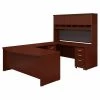 Bush Business Furniture 72W Bow Front U Shaped Desk W/ Hutch and Storage in Mahogany