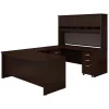 Bush Business Furniture 72W Bow Front U Shaped Desk W/ Hutch and Storage in Mocha Cherry
