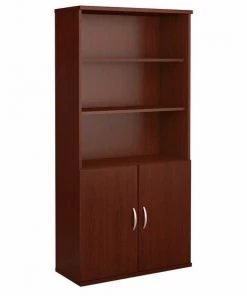 Bush Business Furniture Series C 36W 5 Shelf Bookcase W/ Doors in Mahogany