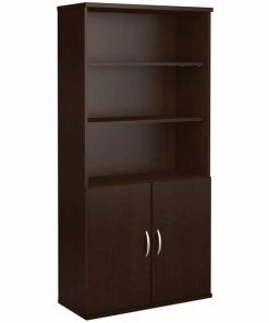 Bush Business Furniture Series C 36W 5 Shelf Bookcase W/ Doors in Mocha Cherry