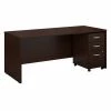 Bush Business Furniture Series C 72W x 30D Office Desk W/ Mobile File Cabinet in Mocha Cherry