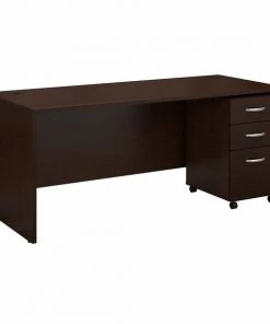 Bush Business Furniture Series C 72W x 30D Office Desk W/ Mobile File Cabinet in Mocha Cherry