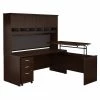 Bush Business Furniture Series C 72Wx30D 3 Position Sit to Stand L Shaped Desk W/ Hutch & Mobile File Cabinet, Mocha Cherry
